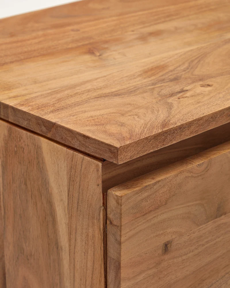 Uxue 4-door TV stand in solid acacia wood with bleached finish 200 x 58cm