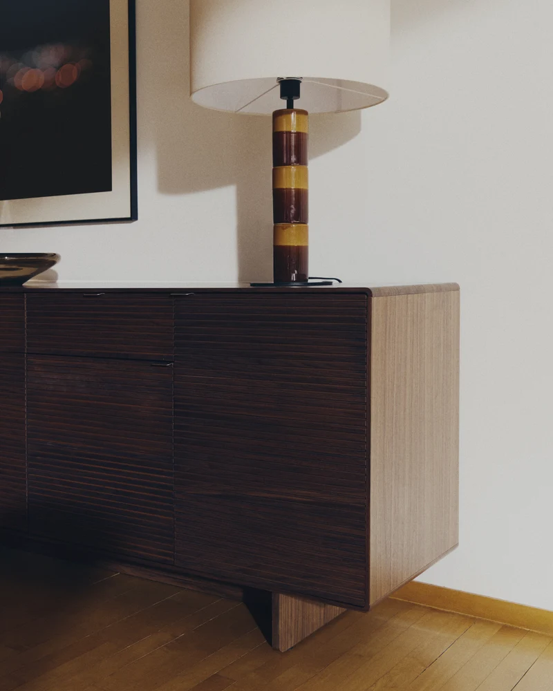 Norlen sideboard with 4 doors and 2 drawers in walnut veneer FSC Mix Credit 194,5 x 78cm
