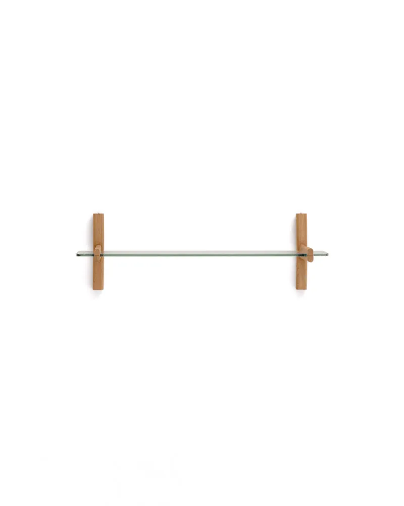 Sitra modular shelf, 1 glass shelf and FSC Mix Credit solid oak wood, 90 cm