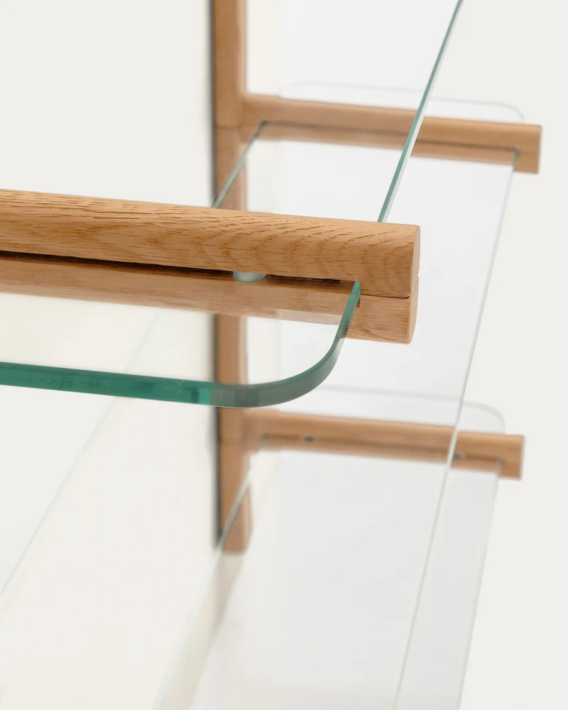 Sitra modular shelf, 1 glass shelf and FSC Mix Credit solid oak wood, 90 cm