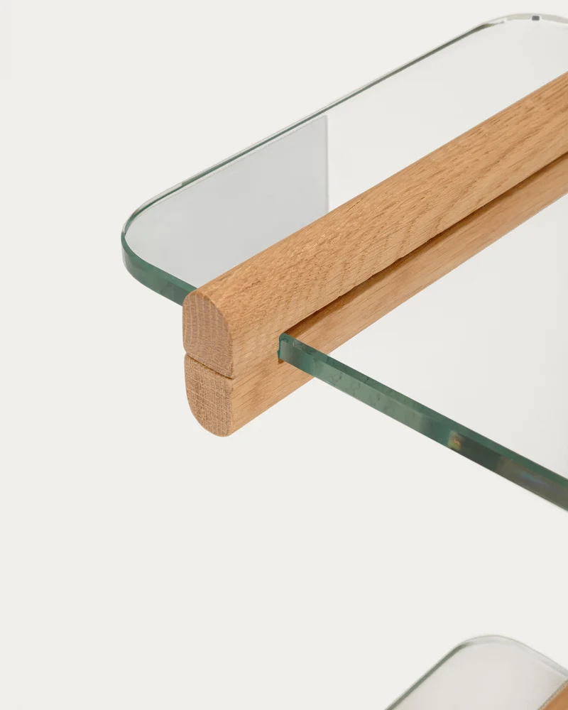 Sitra modular shelf, 1 glass shelf and FSC Mix Credit solid oak wood, 90 cm