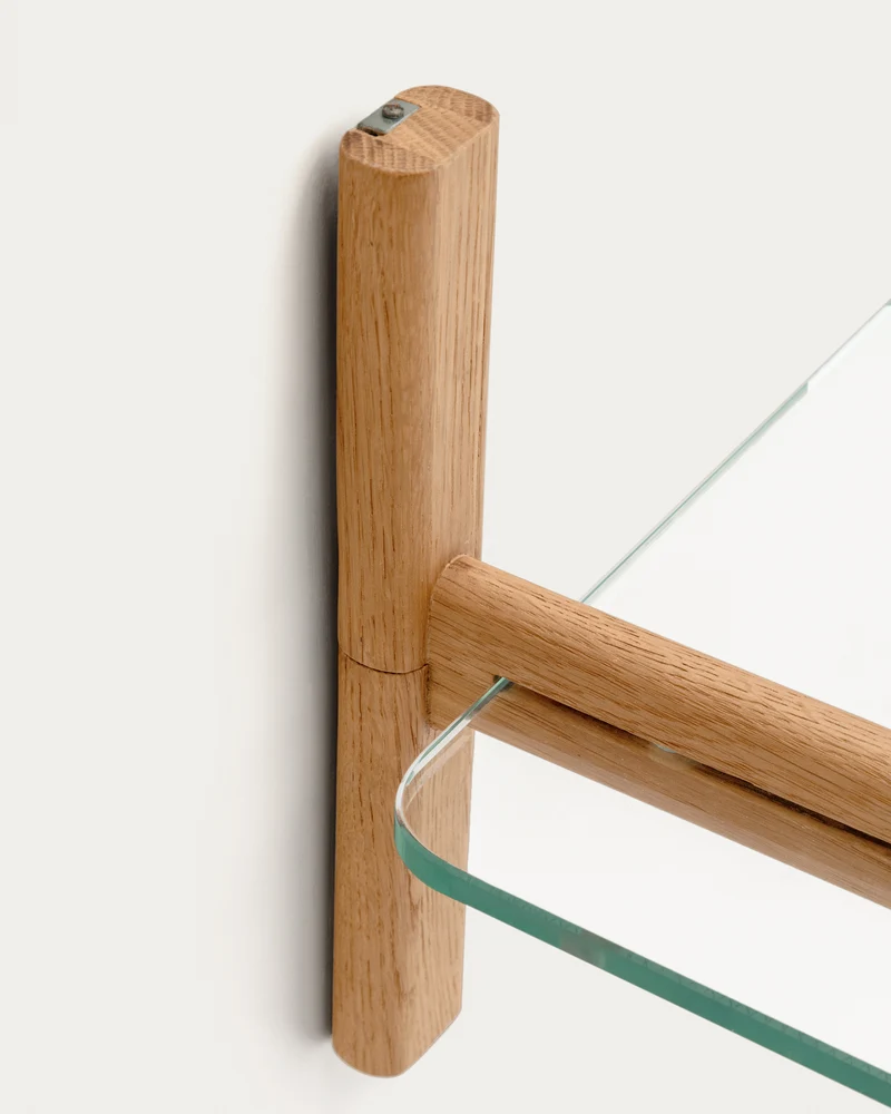 Sitra modular shelf, 1 glass shelf and FSC Mix Credit solid oak wood, 90 cm