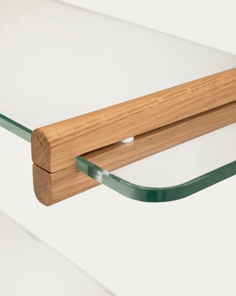 Sitra modular shelf, 3 glass shelves and FSC Mix Credit solid oak wood, 90 cm