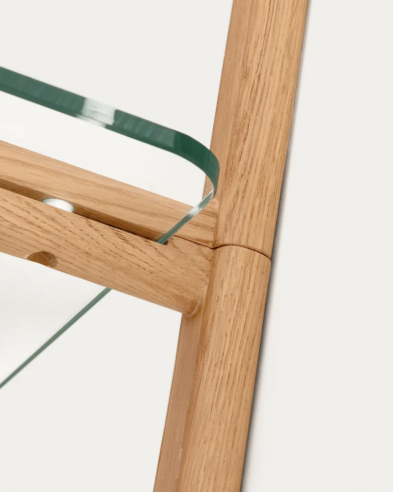 Sitra modular shelf, 3 glass shelves and FSC Mix Credit solid oak wood, 90 cm