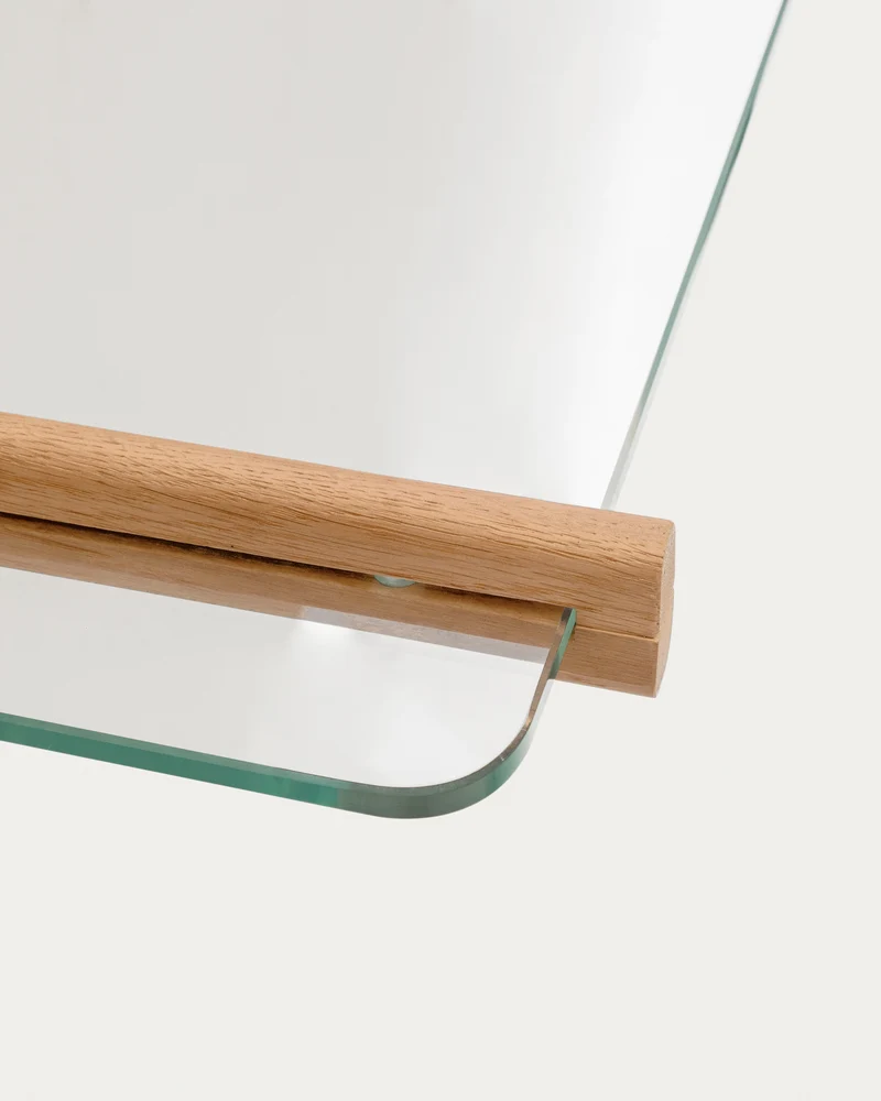 Sitra modular shelf, 3 glass shelves and FSC Mix Credit solid oak wood, 90 cm