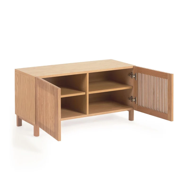 Beyla 2-door shoe rack in solid ash wood and ash veneer 98.5 cm FSC 100%