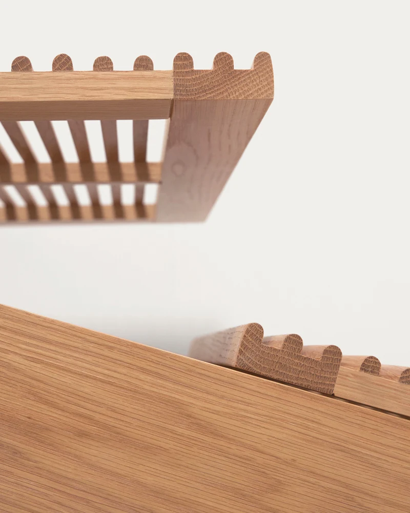 Beyla 2-door shoe rack in solid ash wood and ash veneer 98.5 cm FSC 100%