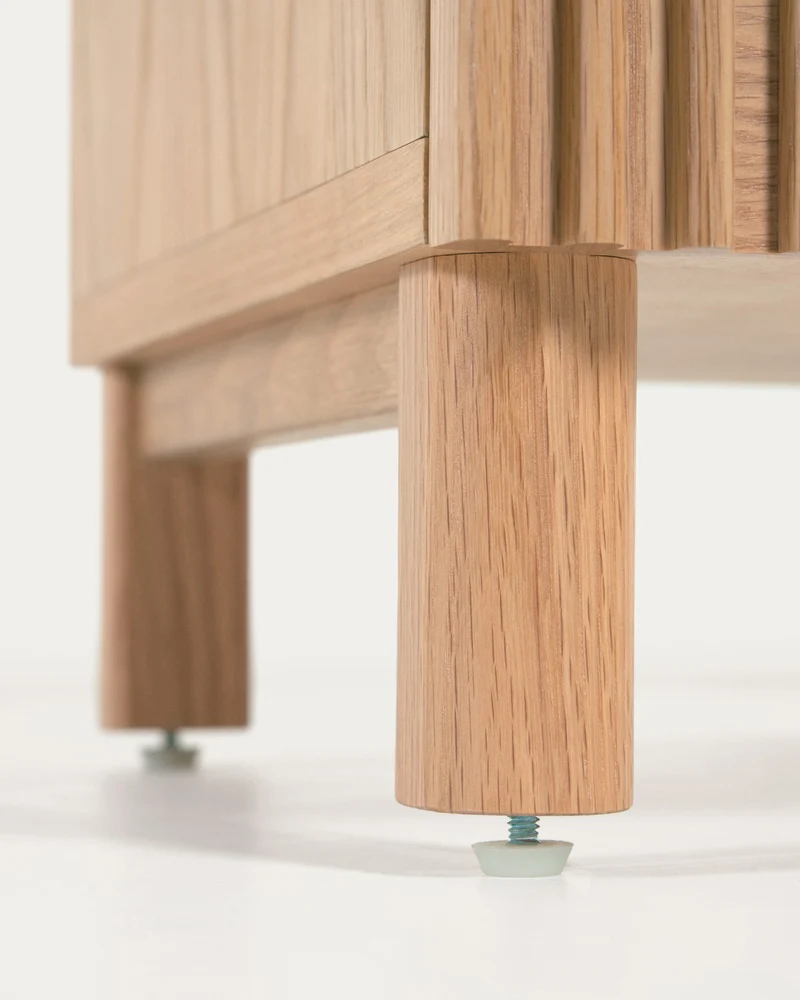 Beyla 2-door TV stand in solid ash wood and ash veneer 180 x 49.5 cm FSC 100%