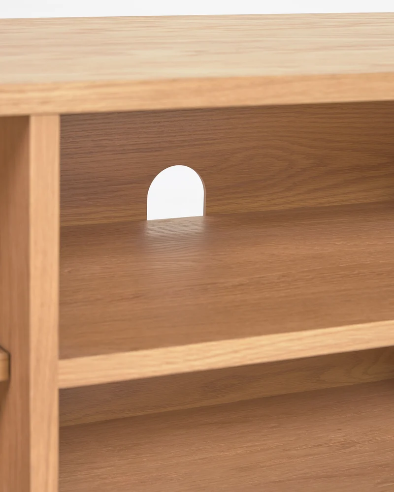 Beyla 2-door TV stand in solid ash wood and ash veneer 180 x 49.5 cm FSC 100%