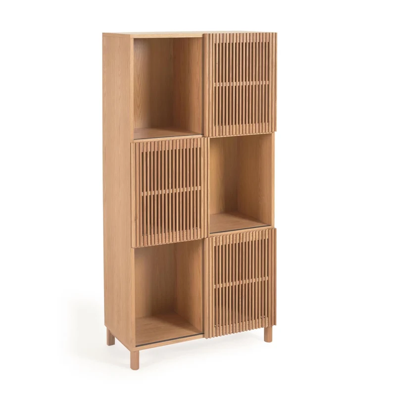Beyla shelf unit in solid ash wood and ash veneer 84.5 x 170 cm FSC 100%