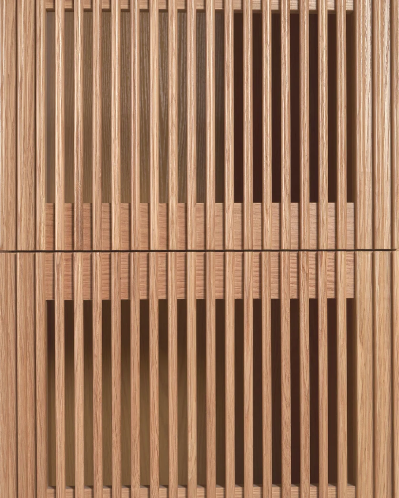 Beyla shelf unit in solid ash wood and ash veneer 84.5 x 170 cm FSC 100%