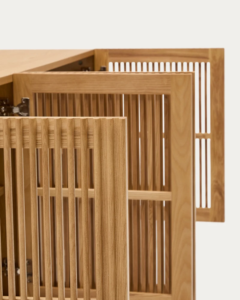Beyla 4-door sideboard in solid ash wood and ash veneer 180 x 71.5 cm FSC 100%