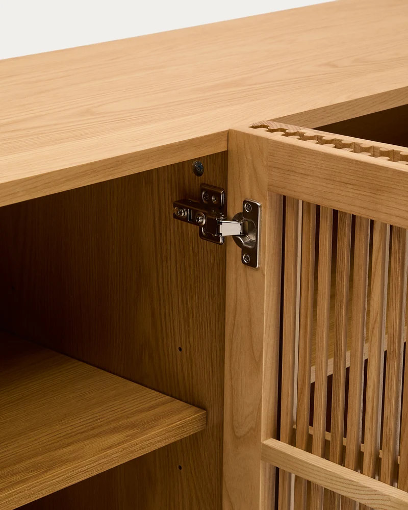 Beyla 4-door sideboard in solid ash wood and ash veneer 180 x 71.5 cm FSC 100%
