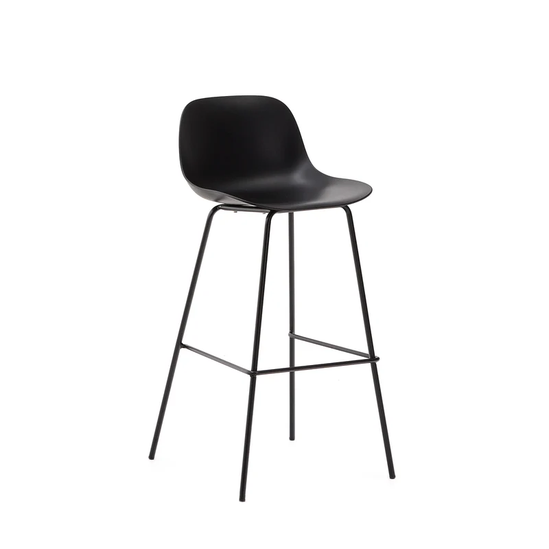 Altea black stool with black-finished steel legs 75 cm
