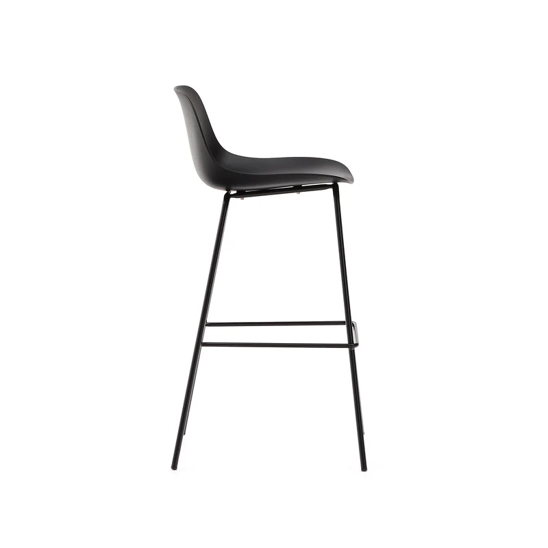Altea black stool with black-finished steel legs 75 cm