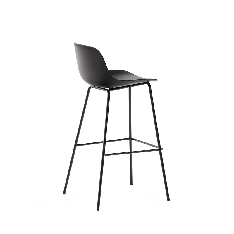 Altea black stool with black-finished steel legs 75 cm