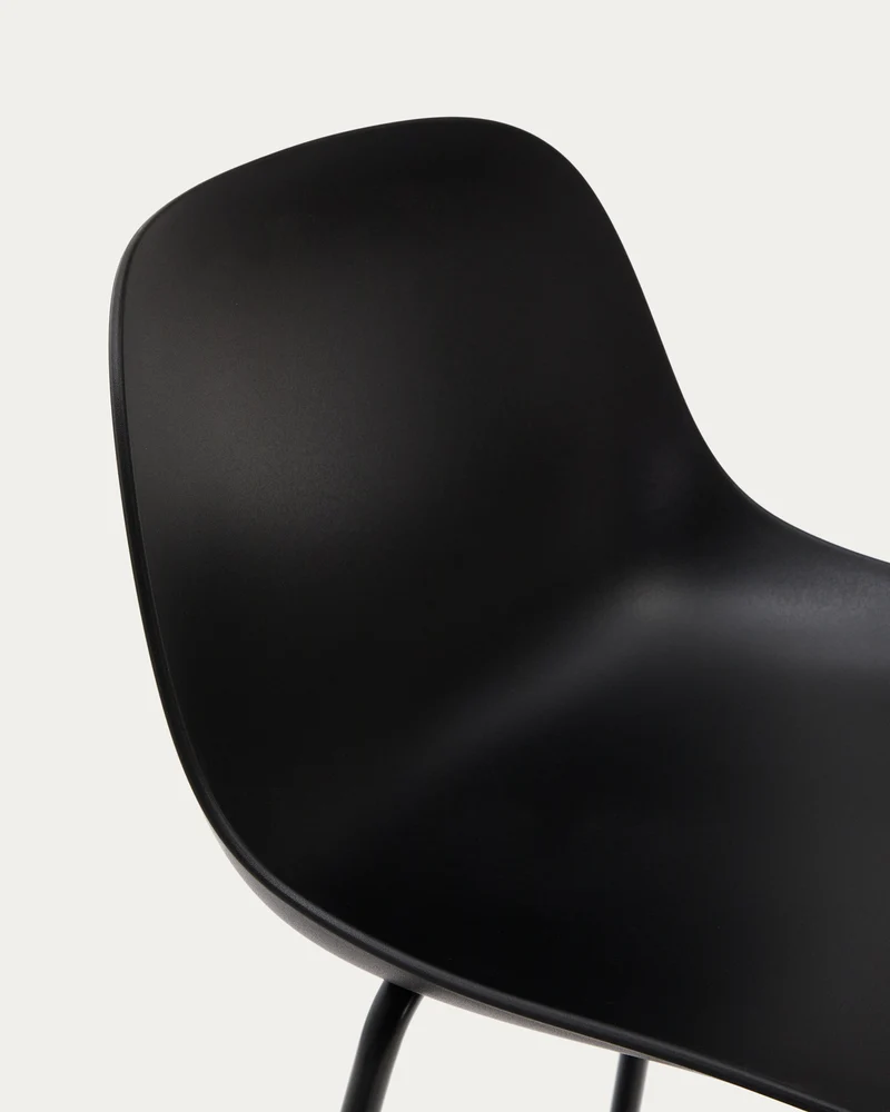 Altea black stool with black-finished steel legs 75 cm