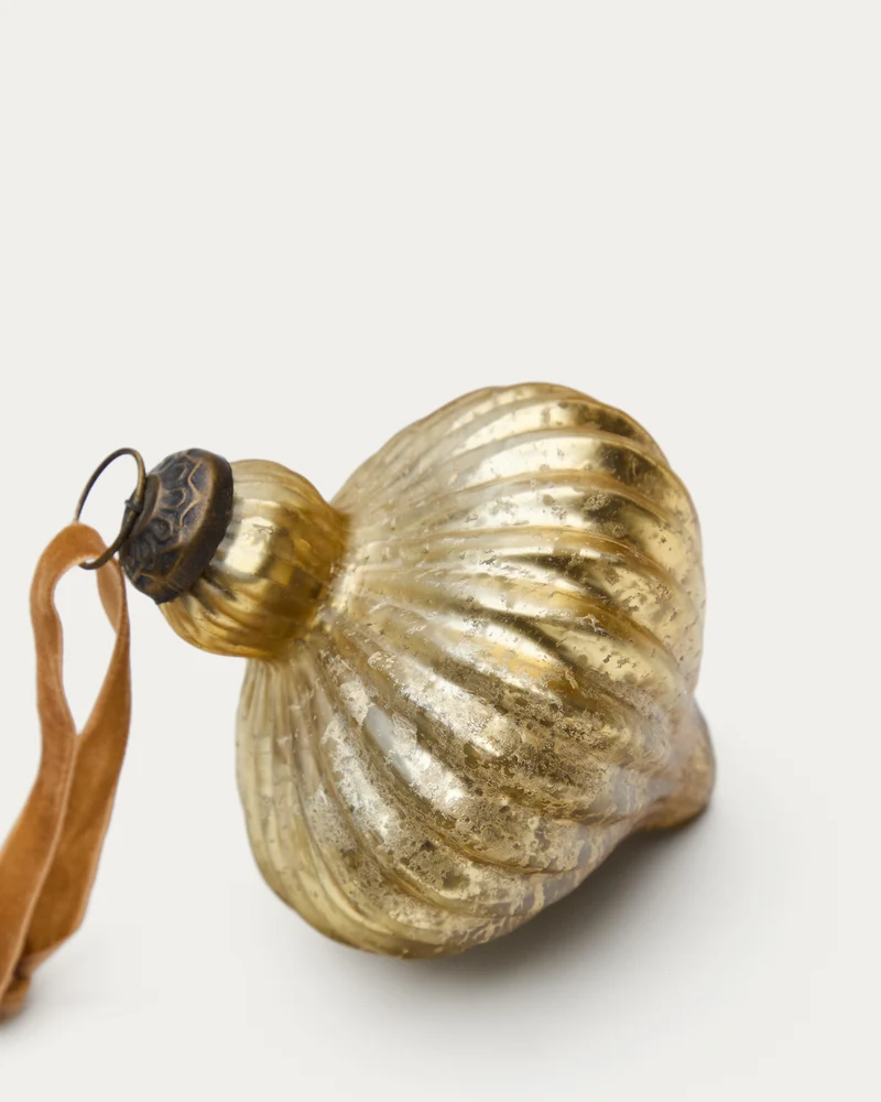 Raj set of 2 hanging ornaments made of gold recycled glass, 10 cm