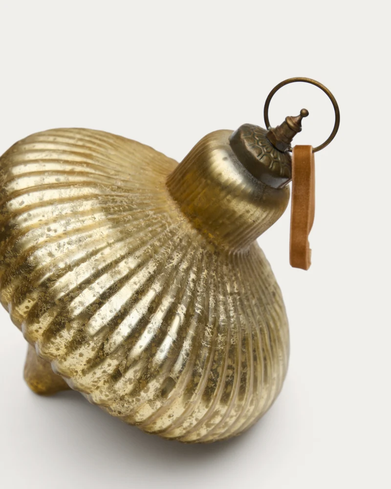 Raj set of 2 hanging ornaments made of gold recycled glass, 10 cm