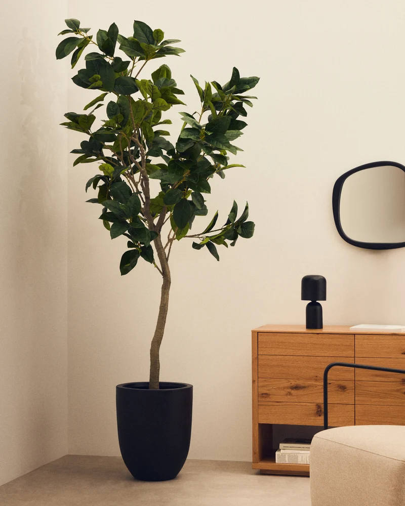 Artificial Ficus tree in black pot 210 cm
