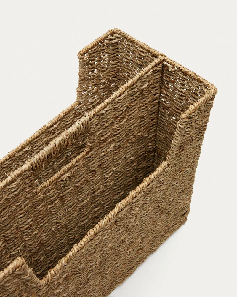 Guixols natural fiber magazine rack with a natural finish