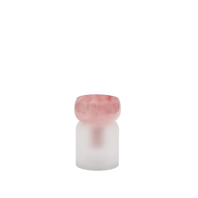Kelse transparent and pink glass vase, 19 cm