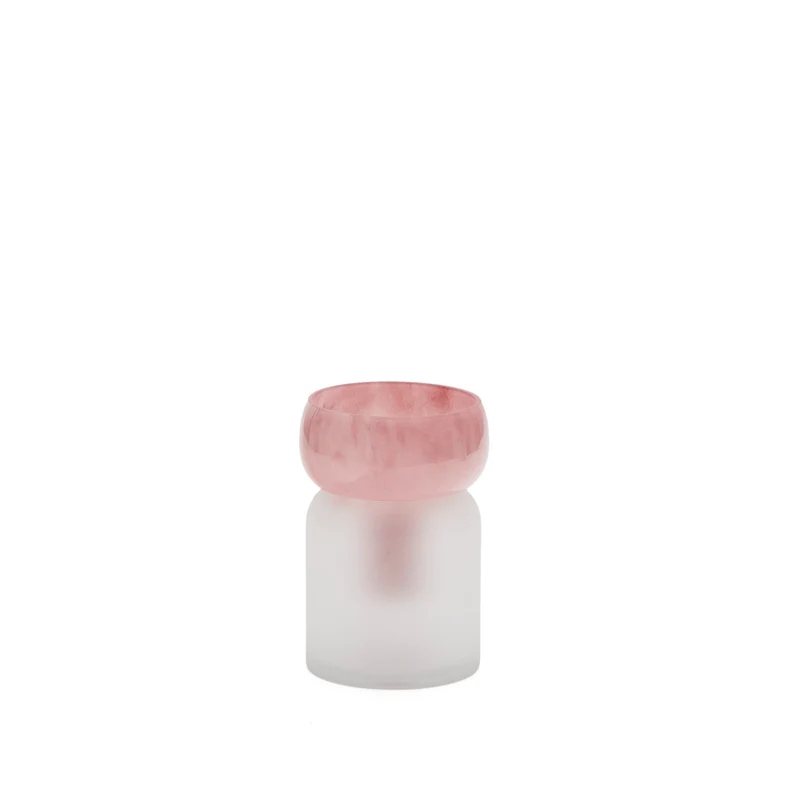 Kelse transparent and pink glass vase, 19 cm