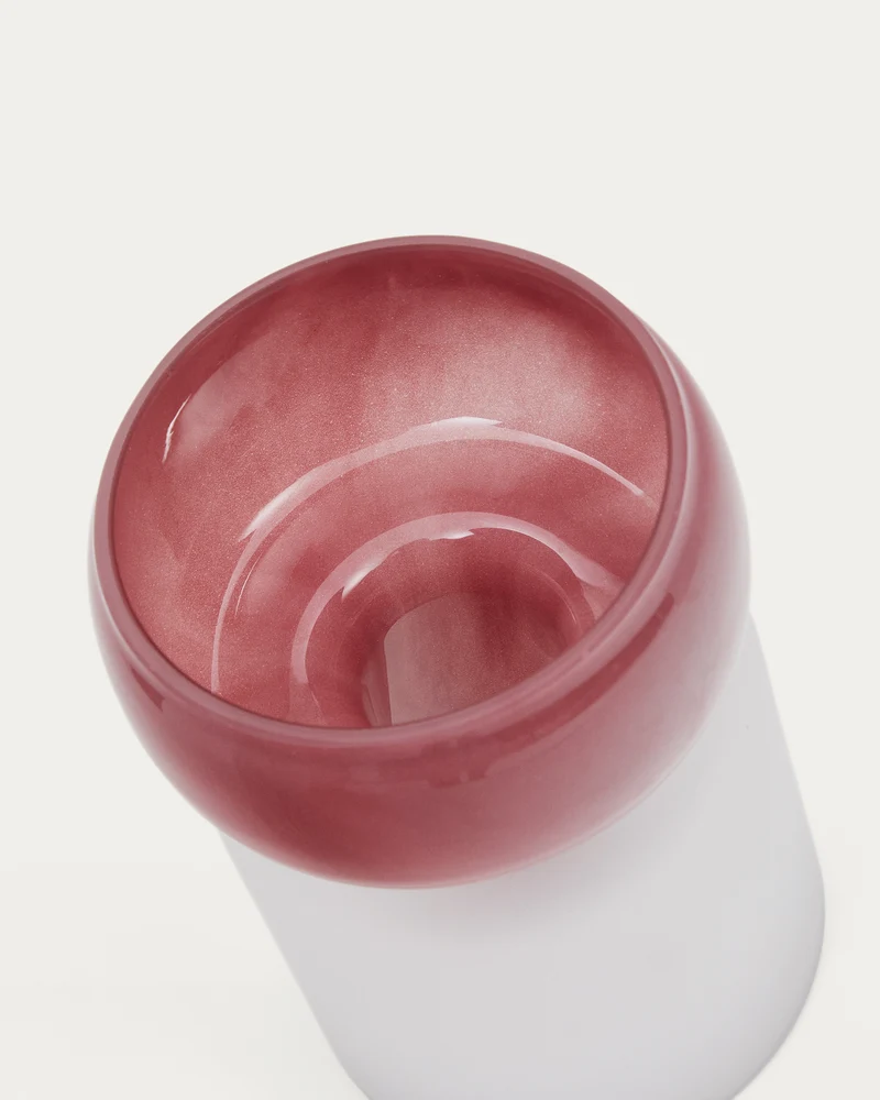 Kelse transparent and pink glass vase, 19 cm