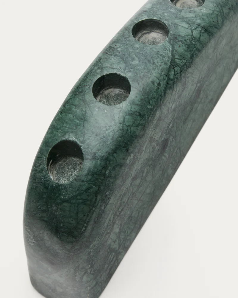 Signe large, green marble candlestick, 10 cm