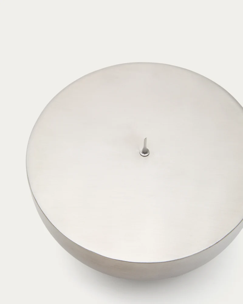Quira large candle holder in silver-plated stainless steel