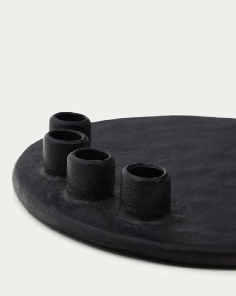 Nuvro black aluminium candle holder