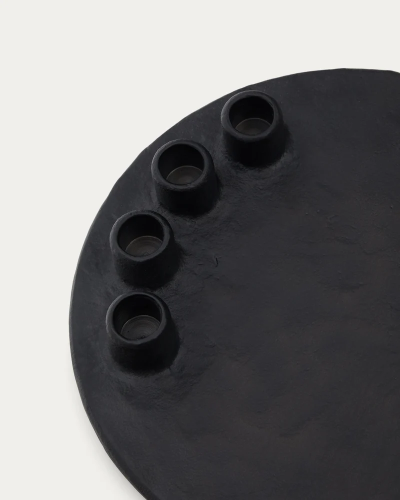 Nuvro black aluminium candle holder