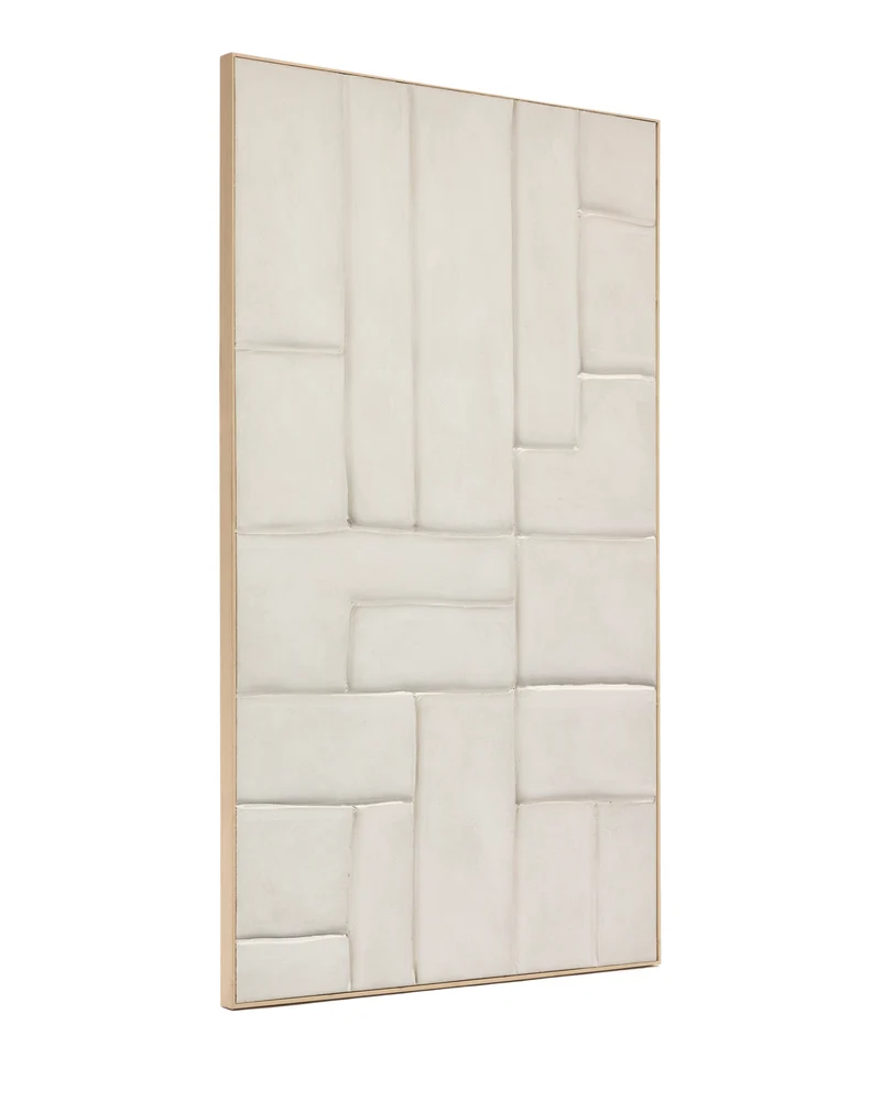 Klis white linen picture with geometric shapes, 120 x 200 cm