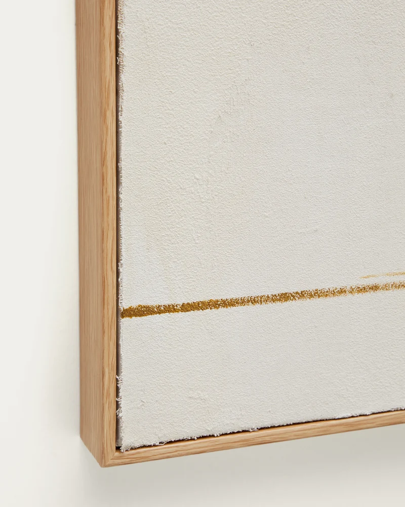 Salin abstract painting with a vertical beige linen stripe 80 x 100 cm