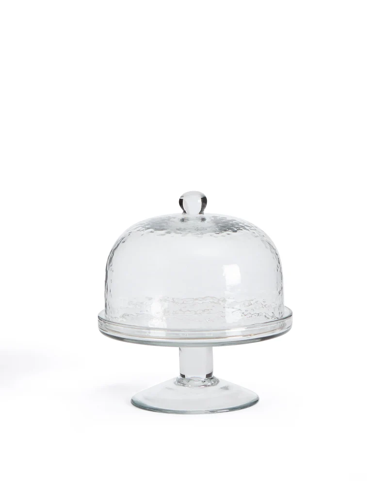 Sileia transparent recycled glass cake plate