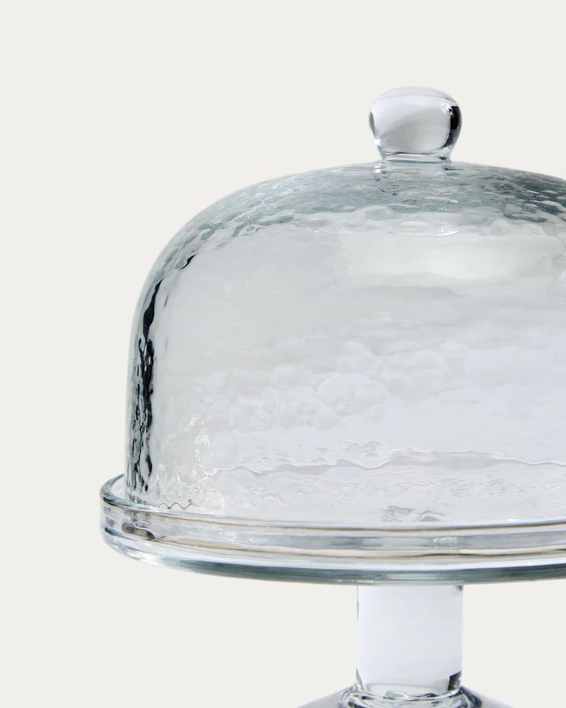 Sileia transparent recycled glass cake plate