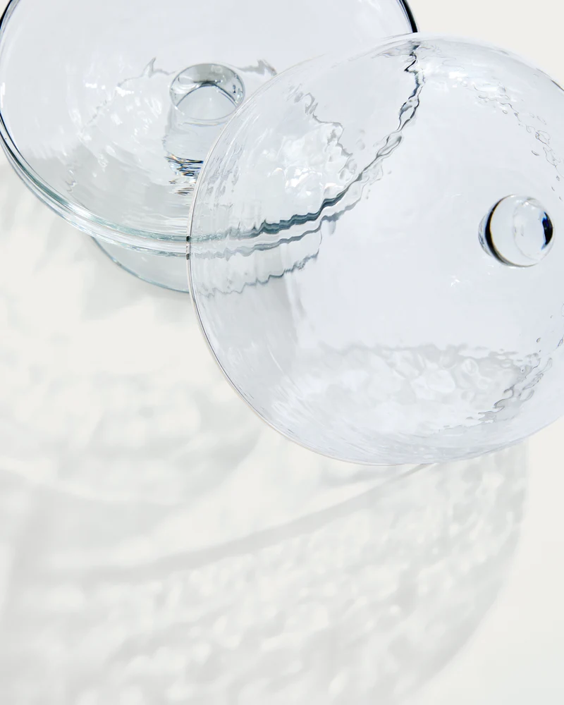 Sileia transparent recycled glass cake plate