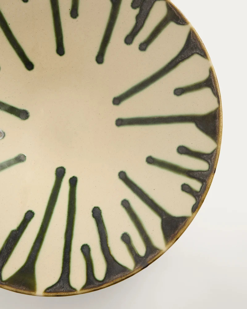 Olmera ceramic centrepiece in beige and green Ø 36.5 cm