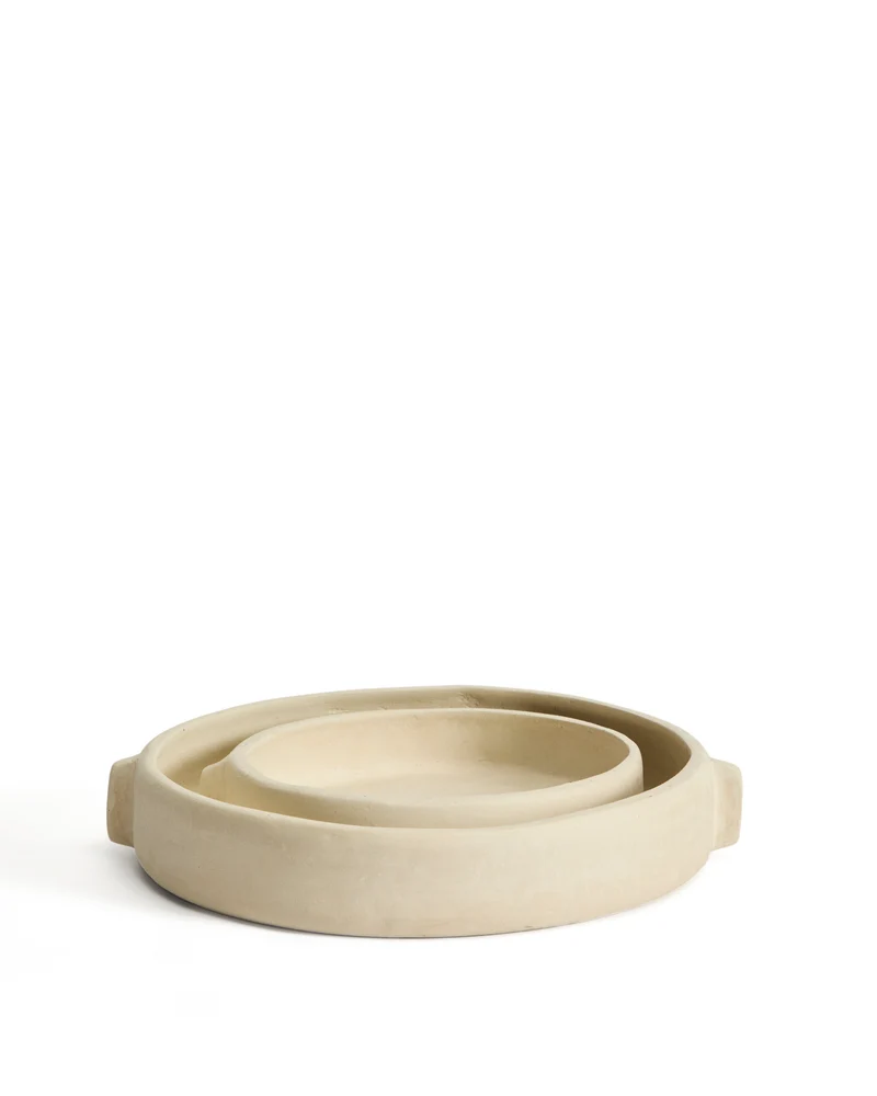 Mireni papier-mâché centrepiece beige Ø 31 cm
