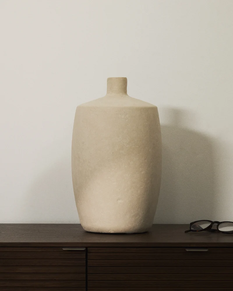 Mireni papier-mâché vase beige Ø 39 cm