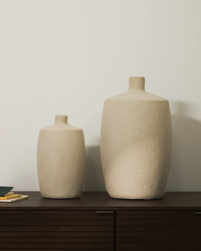 Mireni papier-mâché vase beige Ø 26 cm