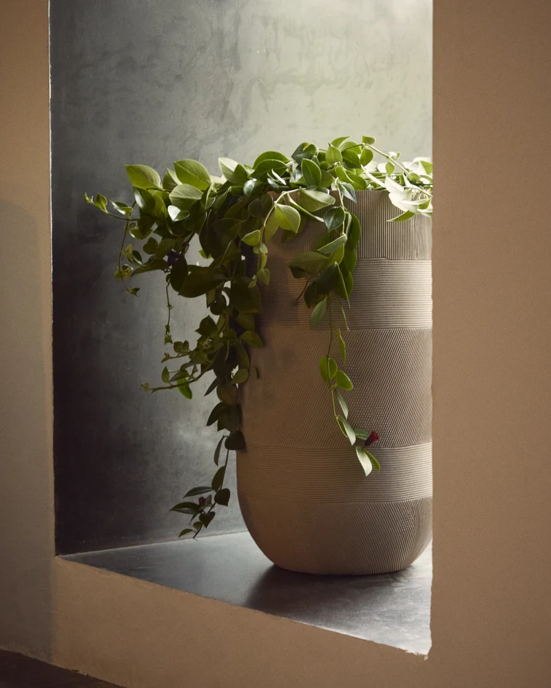Tival beige cement-effect planter Ø 45 cm / Ø 32 cm