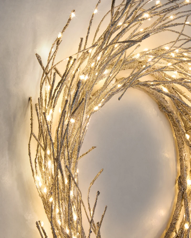 Bria luminous silver-coloured wreath, Ø 60 cm