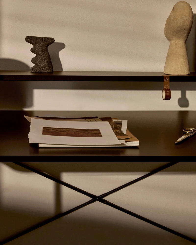 Galatia black melamine table with metal legs in black finish 120 x 60 cm
