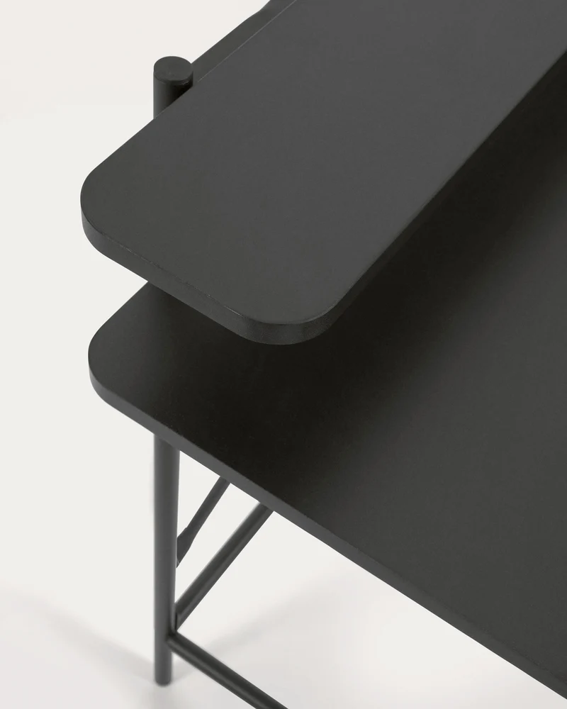 Galatia black melamine table with metal legs in black finish 120 x 60 cm