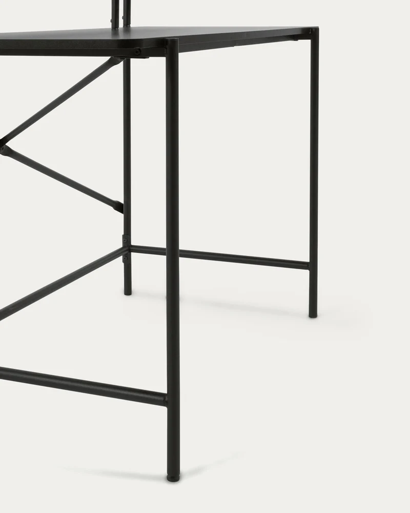 Galatia black melamine table with metal legs in black finish 120 x 60 cm