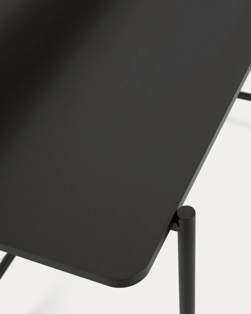 Galatia black melamine table with metal legs in black finish 120 x 60 cm