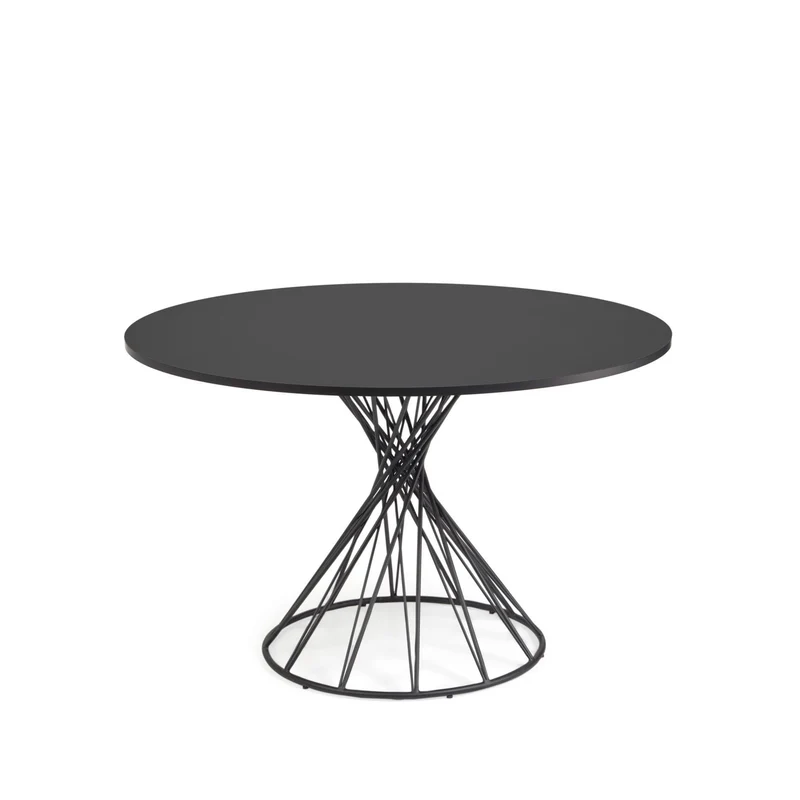 Niut round Ø 120 cm black laquered DM table with steel legs with black finish