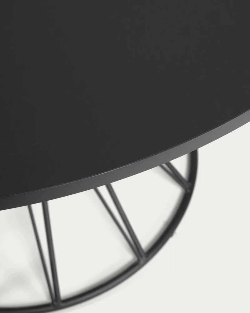 Niut round Ø 120 cm black laquered DM table with steel legs with black finish