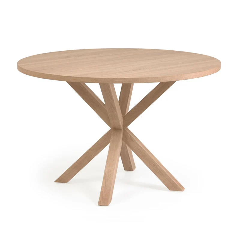 Argo round table in melamine with natural finish and wood-effect steel legs Ø 120 cm